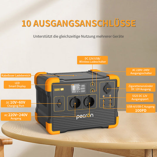 PECRON E600LFP Expandable Portable Power Station 1200W 614Wh