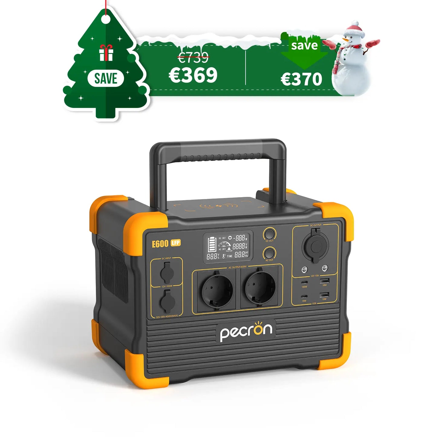 PECRON E600LFP Expandable Portable Power Station 1200W 614Wh Pecron