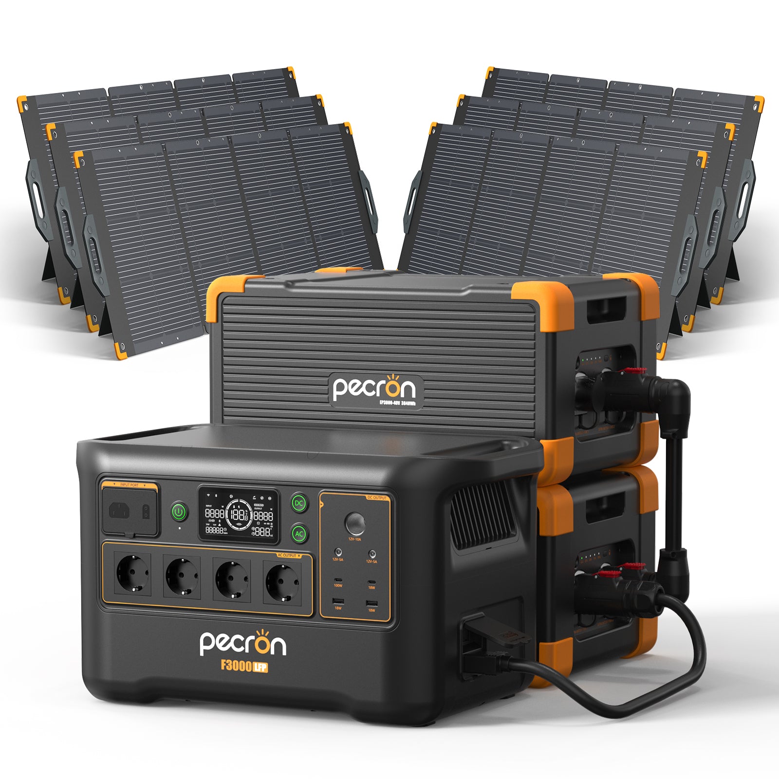 F3000LFP+XT120-M+200W solar Panel*6+EP3800-48V*2(with cascading cable)