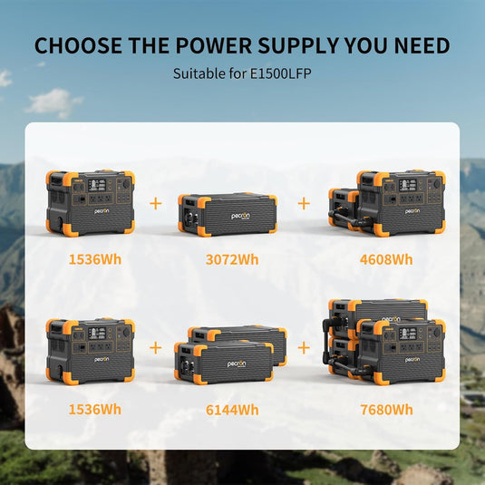 PECRON EP3000-48V Expansion Battery, 3072Wh LiFePO4 Power Station Auxiliary Battery for E1500LFP E2400LFP F3000LFP E3600LFP (EP3000-48V)