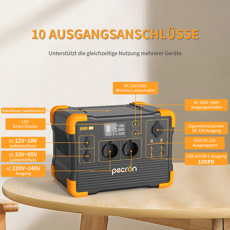 Load image into Gallery viewer, PECRON E600LFP Expandable Portable Power Station 1200W 614Wh
