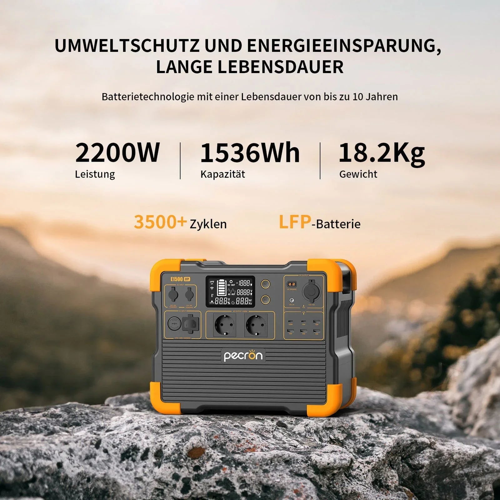 エイプ　パネルロンT PECRON E1500LFP Expandable Portable Power Station 2200W 1536Wh