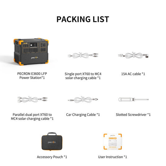 PECRON E3600LFP Expandable Portable Power Station 3600W 3072Wh - Pecron-eu